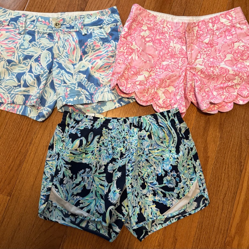 Lilly Pulitzer Women's Floral Shorts Trio - Blue, Pink, Navy